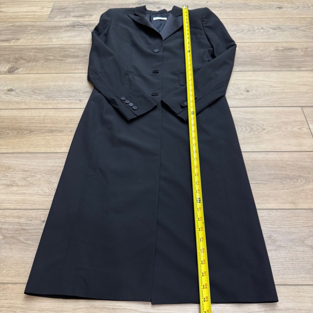 Vintage YSL Rive Gauche Black Wool Silk Long Tuxedo Coat Le Smoking Jacket 36 - Picture 15 of 16